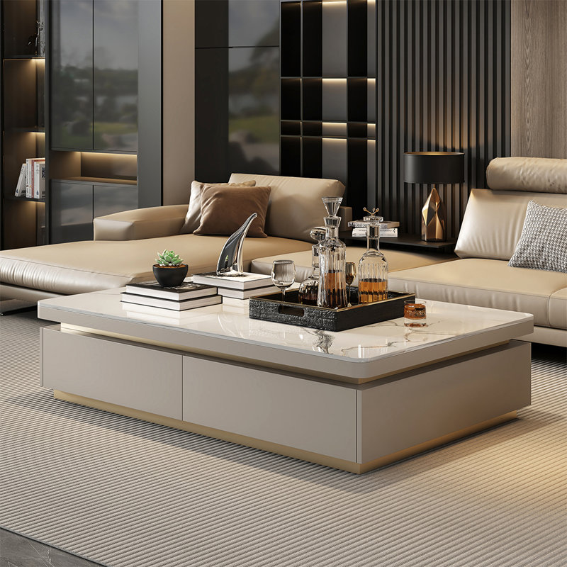 Table rectangulaire légère et luxueuse, Blanc, H 15,7 po x L 47,2 po x l 23,6 po