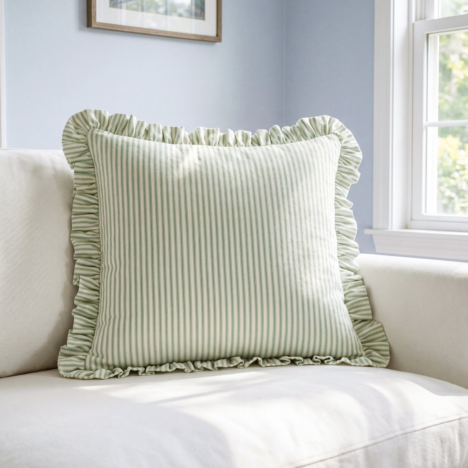 20" x 20" Cotton Throw Pillow, Green, Polyester