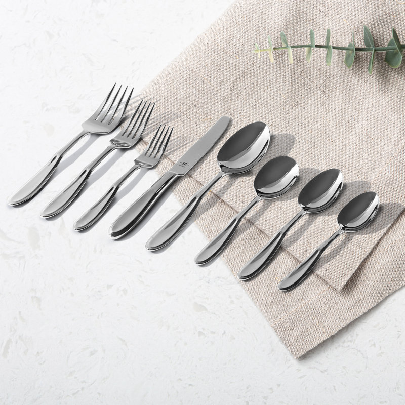 26-Piece Polished Stainless Steel Flatware Set with Beveled Edges