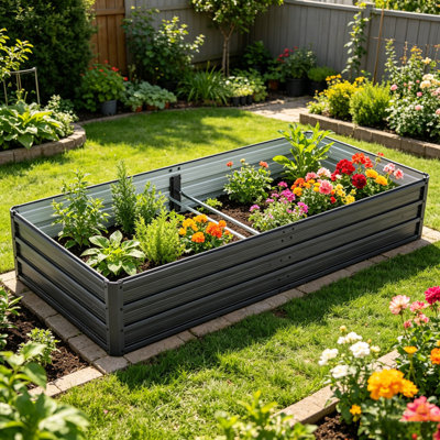 6x3x1 FT Deep Root Planter Metal Box Outdoor Large Planter Raised Beds Outdoor Reinforced Galvanized Rustproof Colored Steel Planter for Vegetables, for Growing Flowers Herbs Succulents