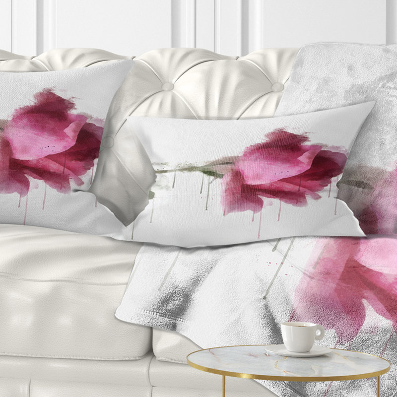 Magnifique aquarelle rose - dessin imprimé floral, Rectangle, 12 po x 20 po