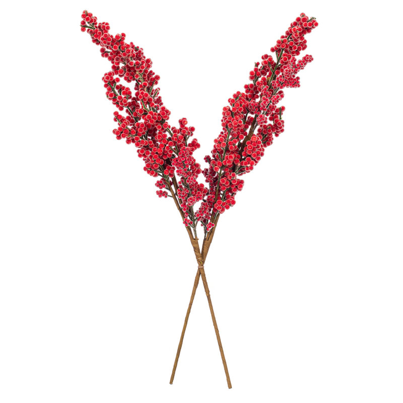 25" Artificial Red Ice Berry Spray 2/Bag