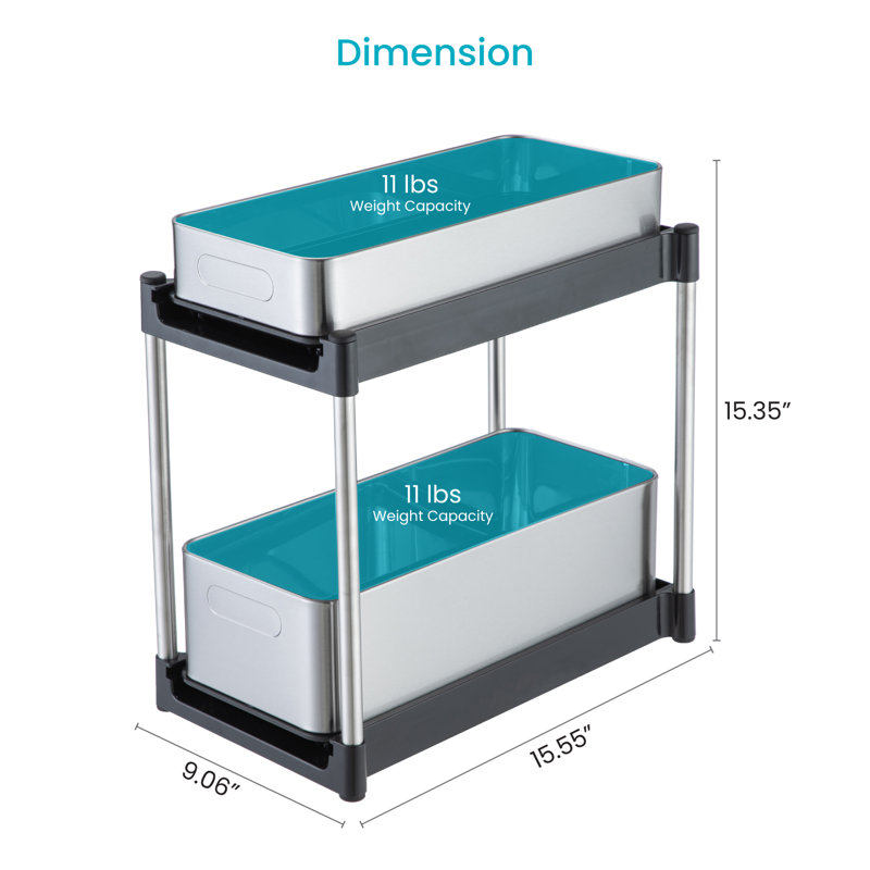Organisateur de cuisine à 2 niveaux avec cadre en acier inoxydable Home Zone Living