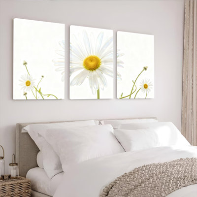Ensemble de 3 décorations murales sur toile à motif floral Daisy