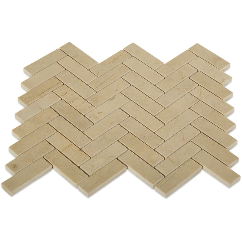 Crema Marfil Herringbone 1X3 Marble Mosaic Tiles
