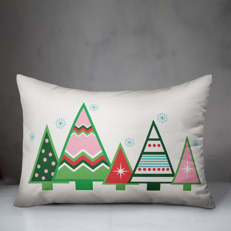  Coussin lombaire Colorful Christmas Trees, Housse de coussin seulement - sans coussin