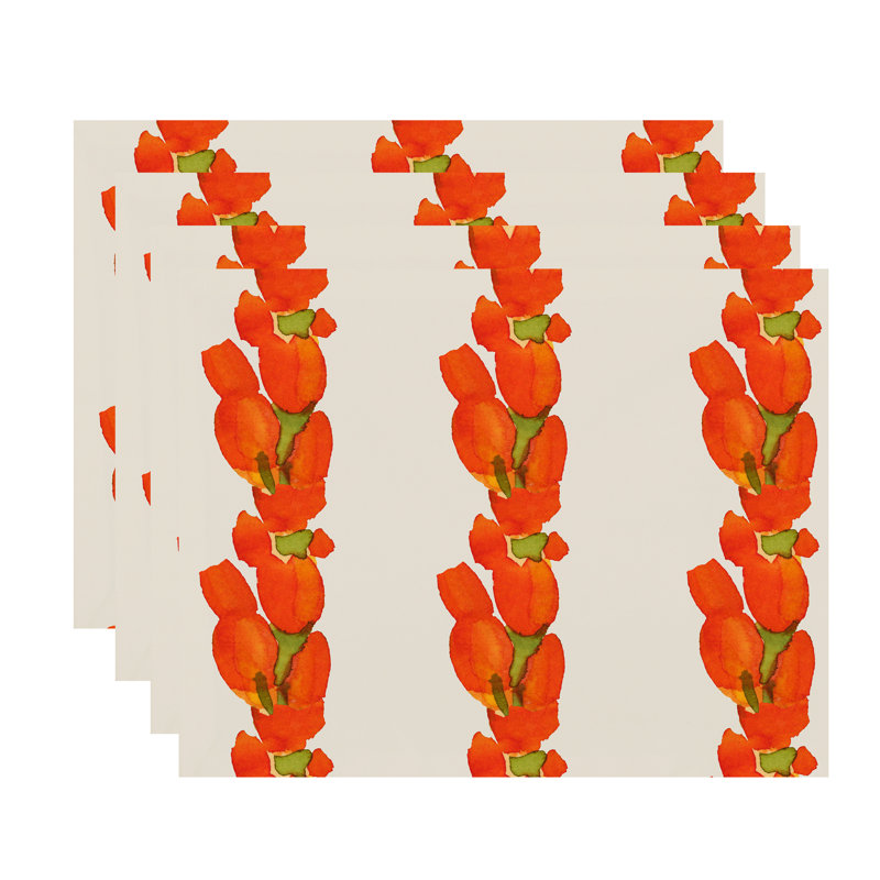 Ensemble de napperons en coton 4 pièces Sunset, Orangé