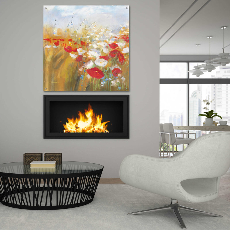 «Poppies And Larkspur I» par Carol Rowan, H 36 po x l 36 po x P 0,2 po