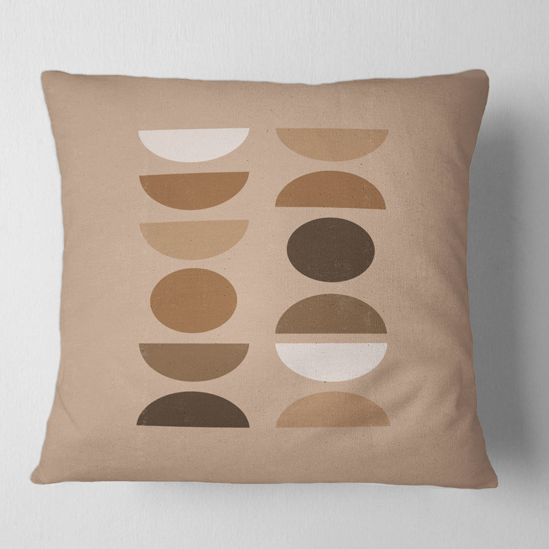 Abstract Sun Moon Geometric Print II - Modern Printed Throw Pillow, 16" x 16"