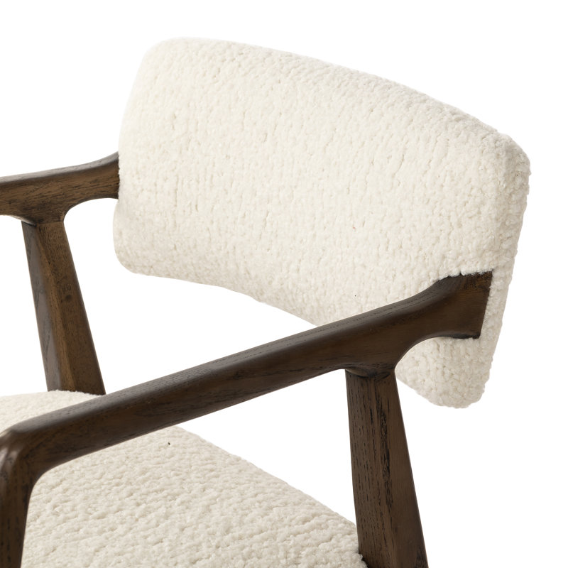Lajeana 20.28'' H Tufted Upholstered Oak Armchair, Cream