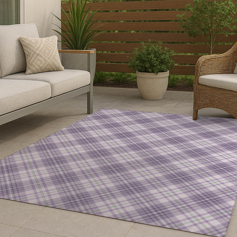 Chinny Tartan Non-Slip Outdoor Rug, Rectangle 5' x 7'