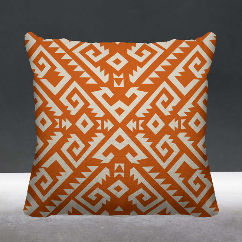 Coussin intérieur / extérieur Chitto Southwestern, L 19 po x H 19 po, Orange
