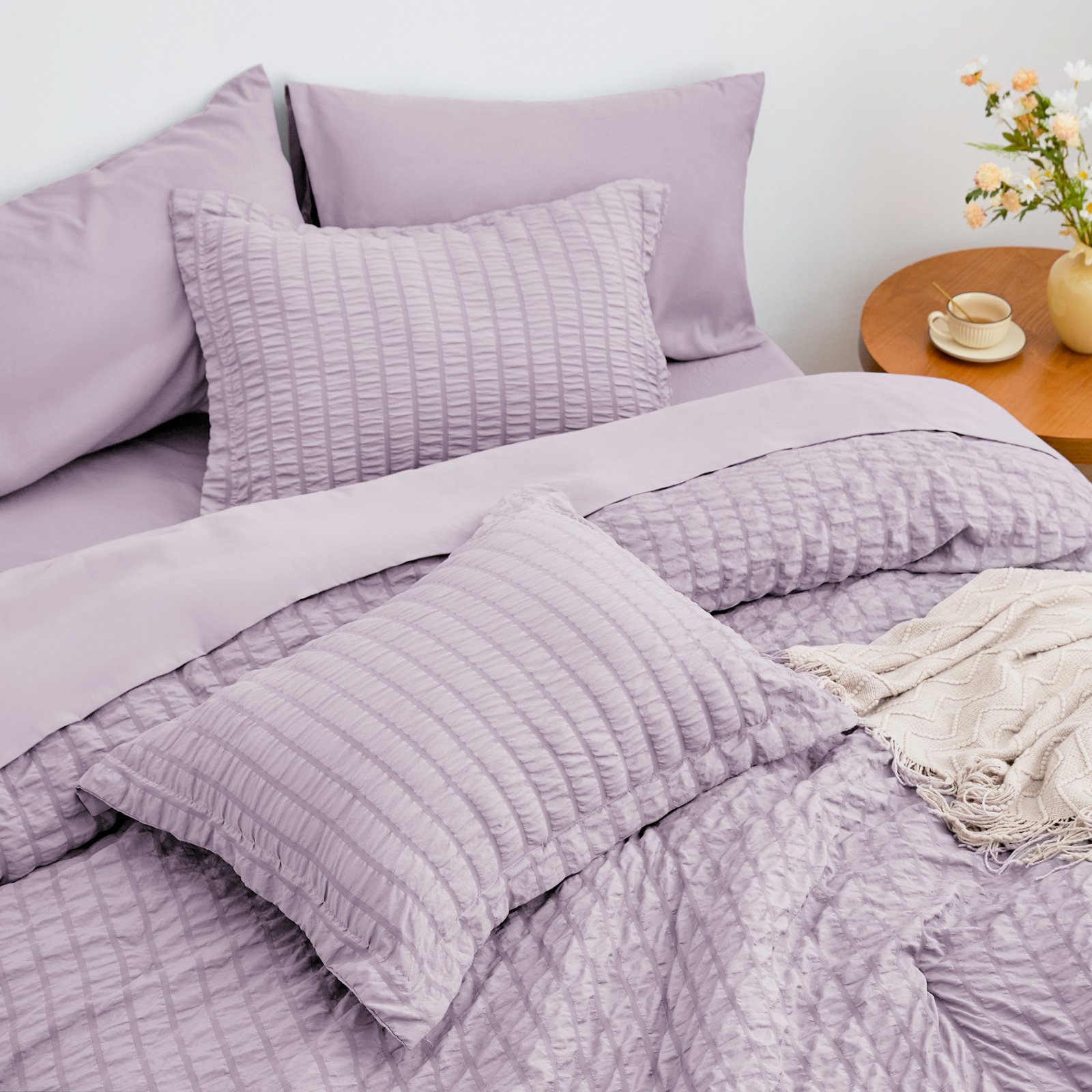 Bedding, Light Purple, California King-7 pieces