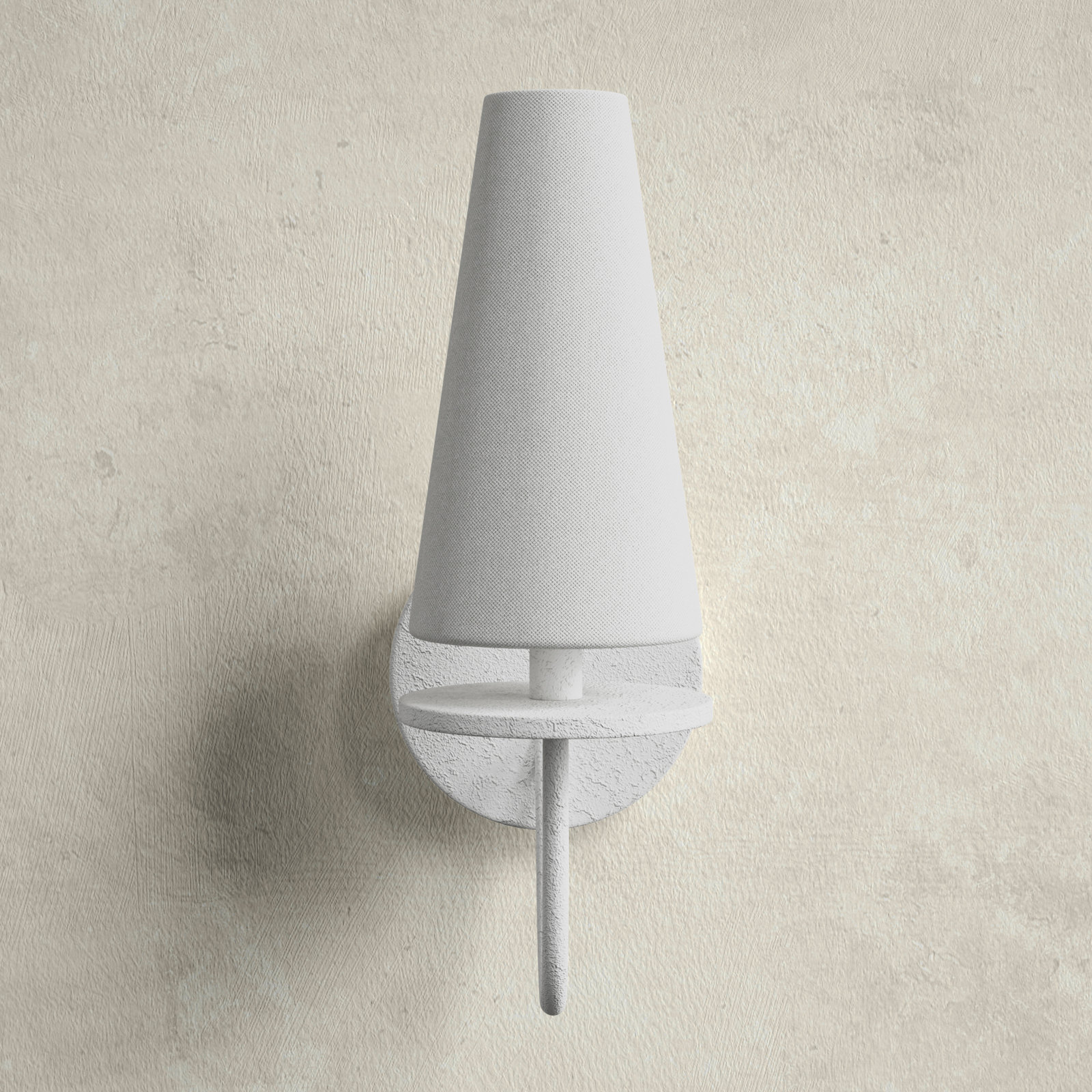 Walling Single Light Dimmable Armed Sconce, Gesso White
