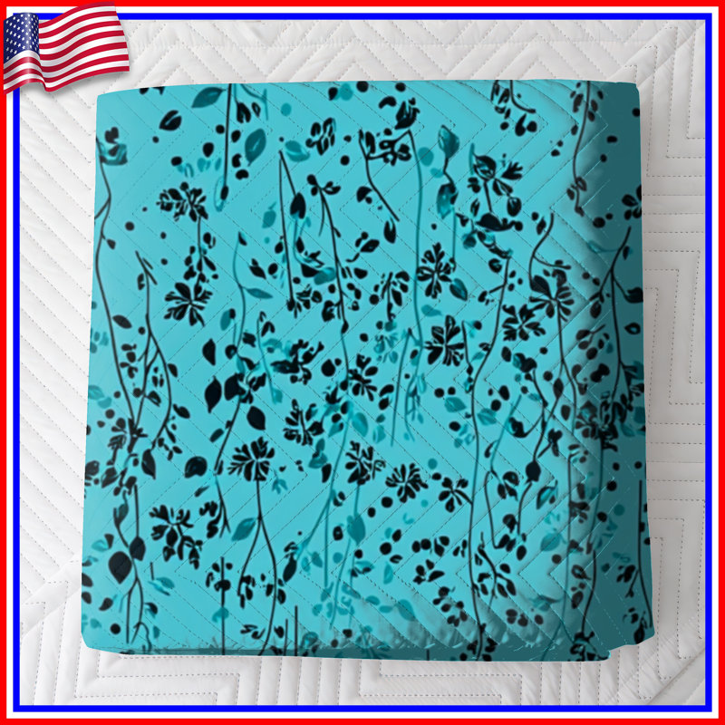 Couvre-lit matelassé à motif floral Vines Teal, King