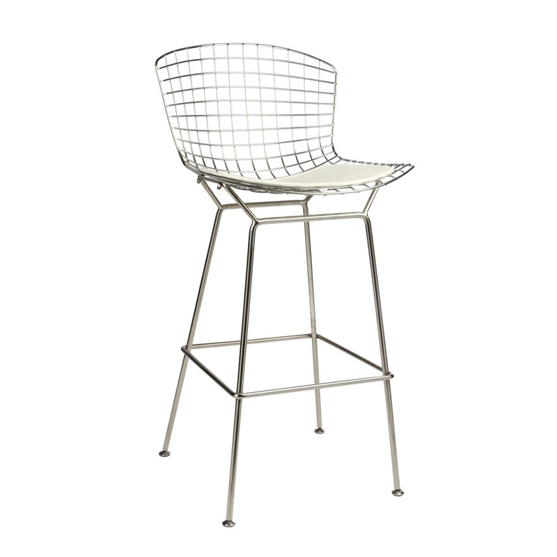 Jaaziah Upholstered Counter Stool with Metal Frame, White, Bar Stool (28" Seat Height)