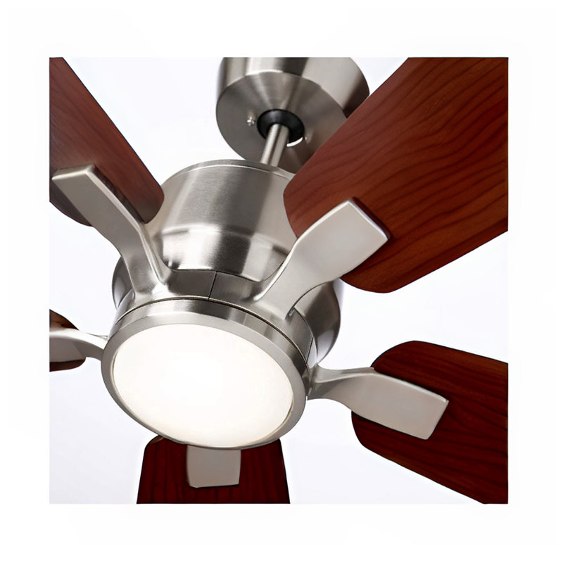 72" Brushed Steel Ceiling Fan with Walnut Blades and LED Light