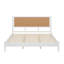 Structure de lit plateforme très grand avec tête de lit en rotin, lit en osier avec support en lattes de bois, style bord de mer bohème, aucun sommier tapissier requis-1141609587-1141609486