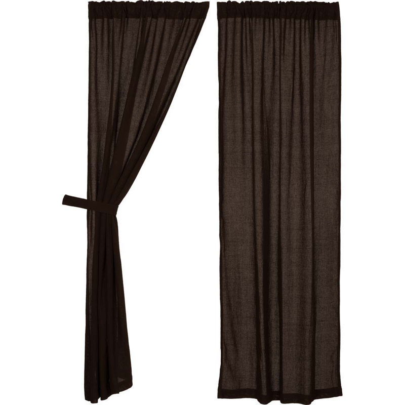 Yvaine 100% Cotton Semi Sheer Curtain Panel Pair, Brown