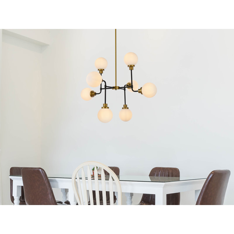 Orla 8 - Light Pendant, Black/Brass, Frosted White
