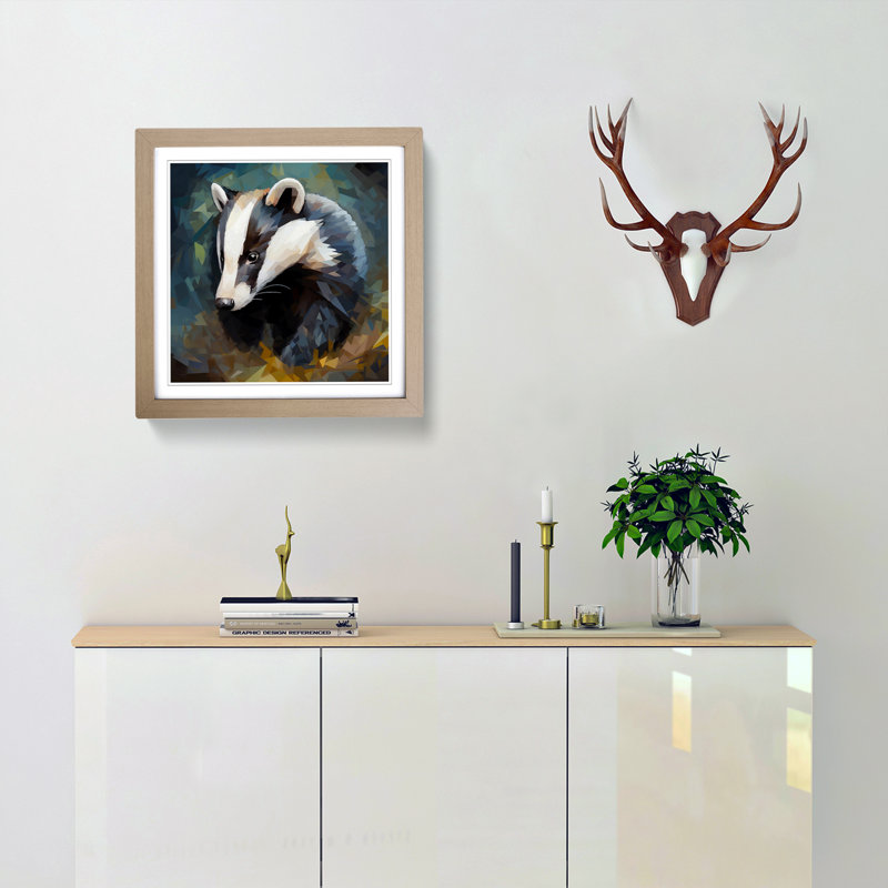 Badger Cubism No.4 - Framed Print, Oak