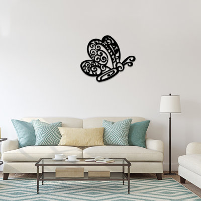 Élégant accessoire mural en métal noir, 23,2 po x 19,7 po | Fabrication 100% métal, épaisseur: 0,08 pouce | Fixation murale facile avec pièce arrière | Parfait pour les décors modernes et les intérieurs élégants