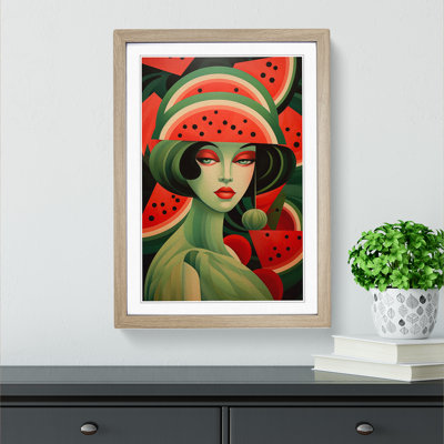 Watermelon Art Deco Art - Framed Print