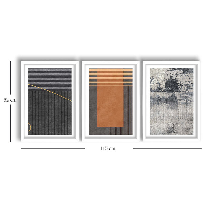 Elegant Decorative Framed MDF Paintings (3 Pieces), 15.0 x 20.9 Inches | 100% MDF with 0.11-Inch Thickness, 100% Wooden Frame with 0.87-Inch Thickness | Perfect for Home Décor, Living Room & Office Spaces