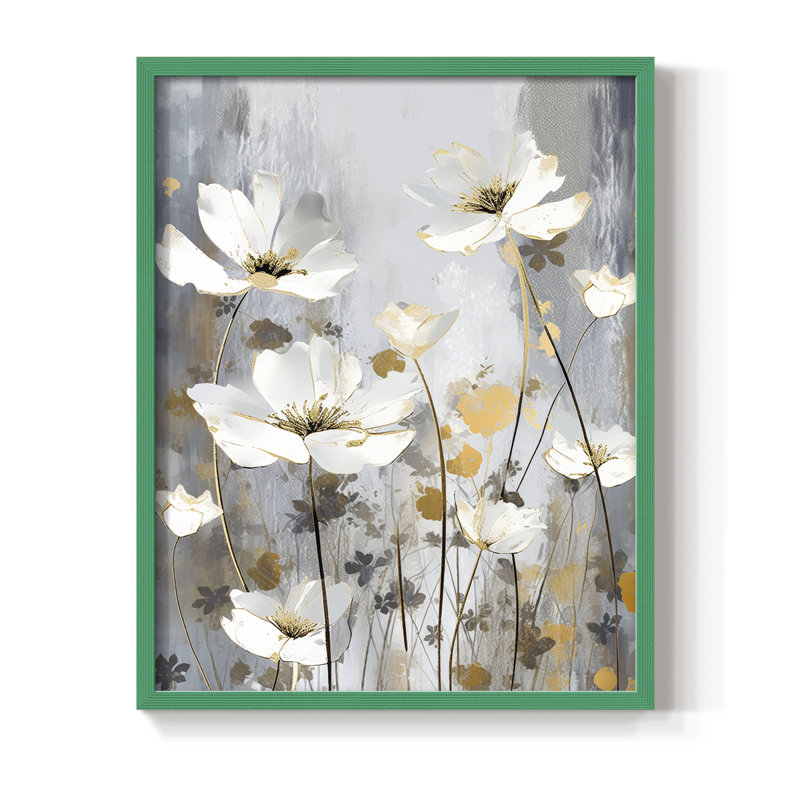 Série FLORAL CDIX - Impression encadrée de qualité supérieure - Prêt à accrocher - Aucun clou requis, Cadre vert