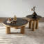 Ensemble de tables basses rondes en bois manufacturé noir Retro