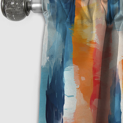 Blue Artistic Striped Explosion - Stripped Curtain - Blackout Striped Curtain - 1 Panels