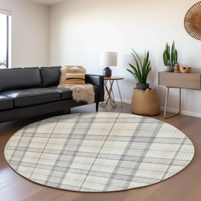 Premium Machine Washable Corum AMF1052 Plaid Rug