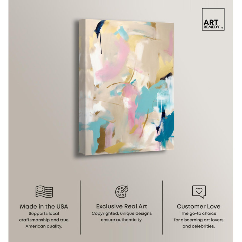 Delicate Pastels Abstract Canvas Wall Art, 15" x 10"