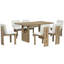 Ensemble de salle à manger rétro 7 pièces, table en bois de 60 po avec 6 chaises rembourrées, base en tréteaux, bois naturel-773678155