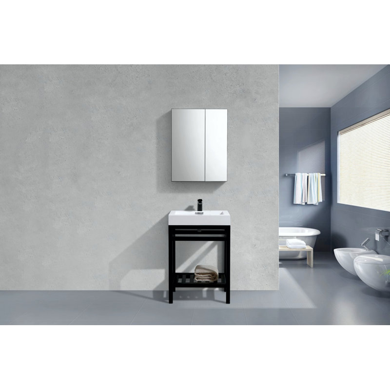 Halesowen 23.63'' Single Bathroom Vanity with Acrylic Top, Matte Black
