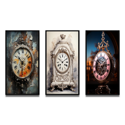 " Clock Industrial Chic " 3 - Pieces