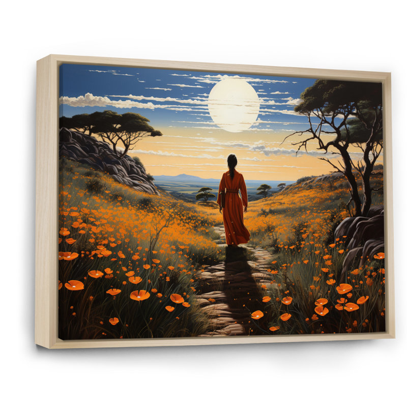 Madell Asian Art Monks Journey, reproduction d'art sur toile, Cadre naturel flottant, H 12 po x l 20 po x P 1 po