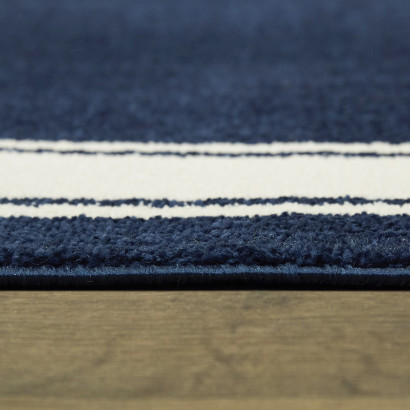 Tapis bleu marine / ivoire Gerow, Rectangle 5 pi 3 po x 7 pi