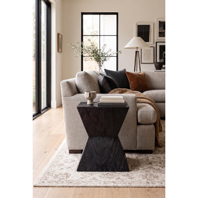 Phillips Collection Suar Wood Double Trapezoid Stool, Ebony