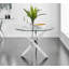 Tierra Modern Metal & Glass Round Dining Table Set with 4 Quilted Faux Leather Chairs-102126474