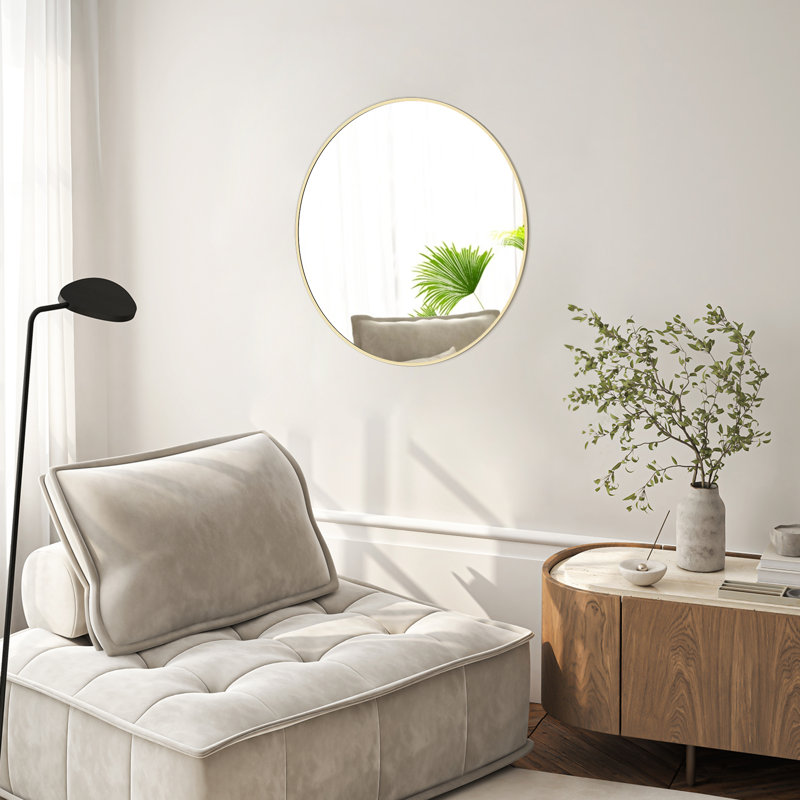 Karrina Round Metal Accent Mirror, 24" x 24", Gold