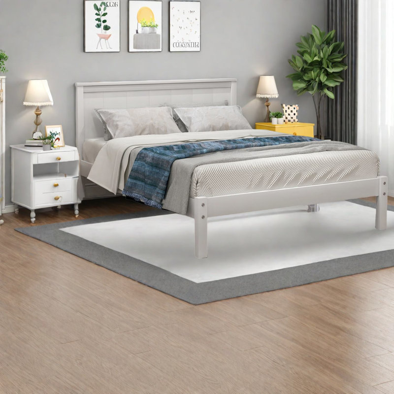 Lits simples durables avec rangement, structure en bois de pin, style rustique moderne pour la maison