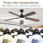 Sofucor 52 Inch Modern Ceiling Fan with 3CCT LED Lights, 5 Blade Ceiling Fan with Remote Control, Bedroom Ceiling Fan & Living Room Fan, Black-848944198