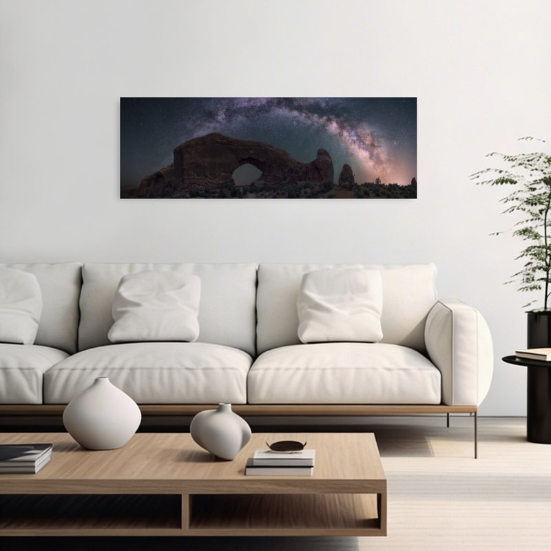 «Double Arch», paysage contemporain contemporain, art mural, H 48 po x l 16 po