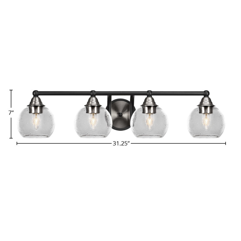 Michell 4-Light Bath Bar, Matte Black/Brushed Nickel
