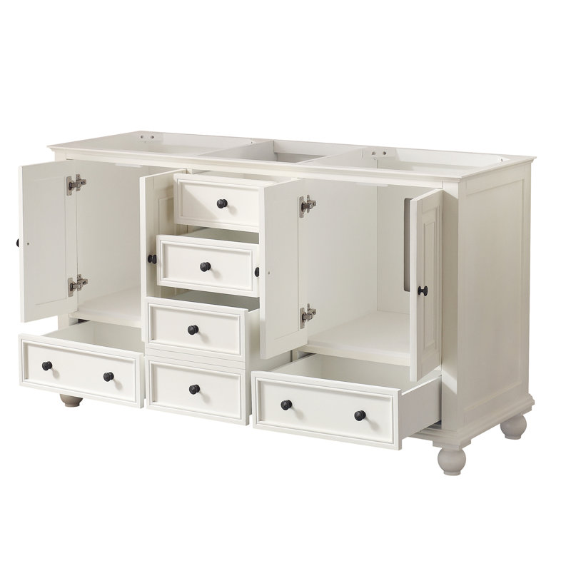 Base de meuble-lavabo double 60 po Magruder, Blanc français