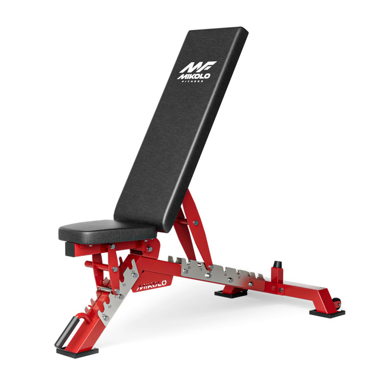Banc de musculation Mikolo, capacité de 1 300 lb, 40 positions et rangement vertical pour le gymnase à domicile, Red