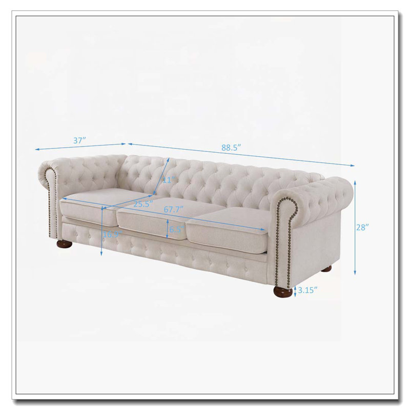Canapé Chesterfield de salon, Beige