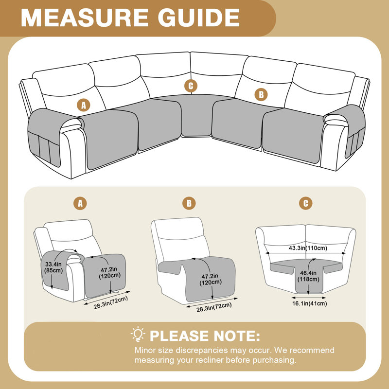 Housse de canapé modulaire inclinable imperméable 5 pièces Velet, Chocolat / Brun