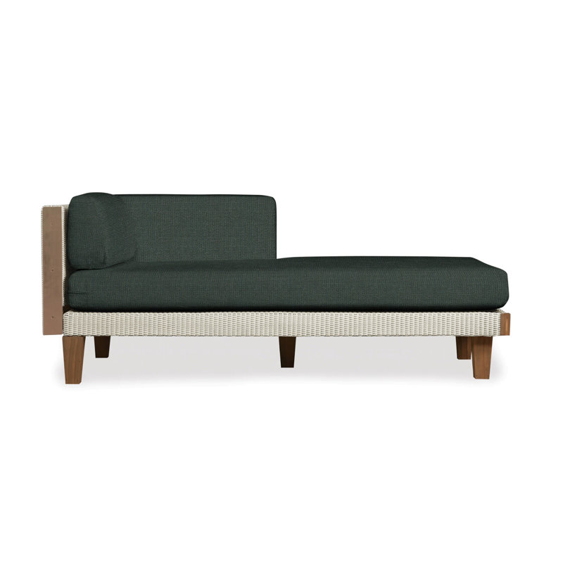 Catalina Outdoor Teak Chaise Lounge, Sandberg Pewter, Linen